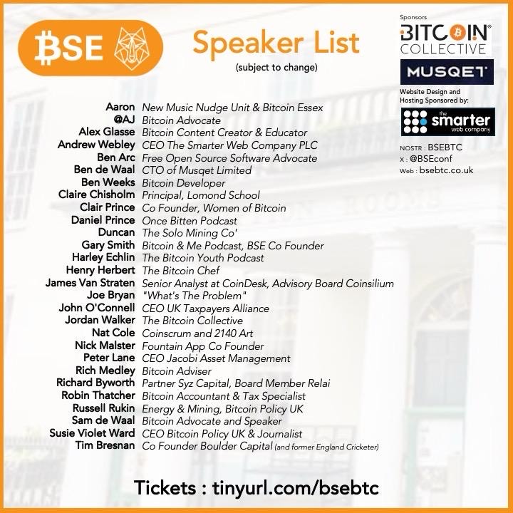 BSE conference speakers